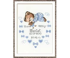 RIOLIS – Create It Yourself – Siuvinėjimo rinkinys „Berniuko gimimo liudijimas“ 1124 (18x24 cm)