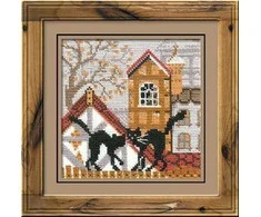 RIOLIS - Create It Yourself - Siuvinėjimo rinkinys „Katės rudeniškame mieste“ 613 (13x13 cm)