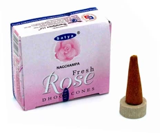 Kvepiančių Smilkalų Koniukas - Satya Fresh Rose 12 Koniukų su Laikikliu