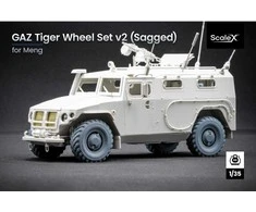 Scalex GAZ Tiger v2 nusileidusių ratų komplektas Meng 1/35, 3D spauda