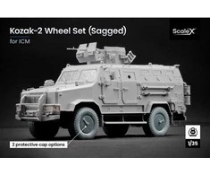 Scalex Kozak-2 nusėdusių ratų rinkinys ICM, 1/35, 3D spausdinti ratai