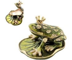 SIAM FASHION JEWELRY CO., LTD. Emaliuota metalinė dėžutė su kristalais „Varlė“ – papuošalams, dovana