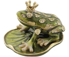 SIAM FASHION JEWELRY CO., LTD. Emaliuota metalinė dėžutė su kristalais „Varlė“ – papuošalams, dovana