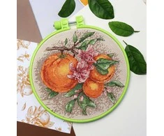 Siuvinėjimo kryželiu rinkinys „Citrusinės natos“ su lankeliu 17x17, Abris Art