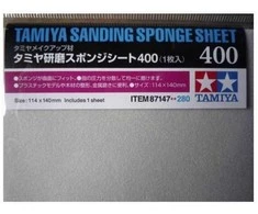 Tamiya šlifavimo kempinės lapas 400 grūdėtumas, 114x140 mm