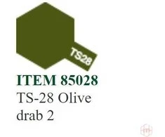 Tamiya TS-28 Olive Drab 2 purškiami dažai, 100 ml