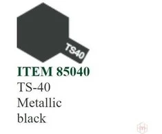 Tamiya TS-40 purškiami dažai – metalinė juoda, 100 ml