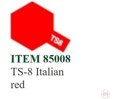 Tamiya TS-8 aerozoliniai dažai itališka raudona 100 ml modeliams