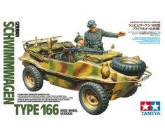 Tamiya Vokiečių amfibija VW Schwimmwagen 166 modelis 1/35, plačios padangos