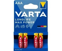 Varta Longlife Max Power AAA šarminės baterijos, 4 vnt., ilgalaikė galia