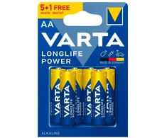 Varta Longlife Power AA LR6 šarminės baterijos, 6 vnt.