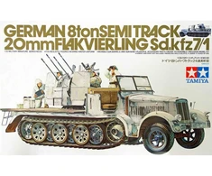 Vokiečių 8 t pusvikšris Sd.Kfz. 7/1 su 20 mm Flakvierling, 1/35 Tamiya (35050)
