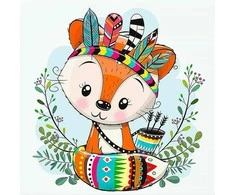 Wizardi Deimantinis paveikslas Indian Fox 20*20 cm WD2532