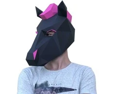 Beldizart SALE Wizardi 3D popieriaus gaminimo rinkinys Arklys Neoninė kaukė PP-3KON-2BM