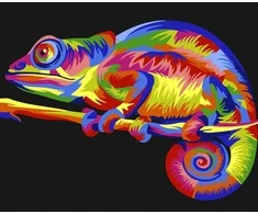 Wizardi Tapybos pagal skaičius rinkinys: Rainbow Chameleon 16.5x13 cm MINI033