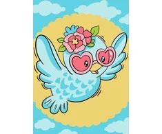 Wizardi Tapybos pagal skaičius rinkinys: Stylish bird 16.5x13 cm MINI105