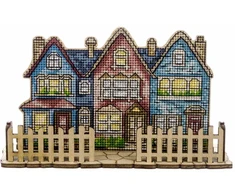 Wonderland Crafts Medinis kryželių siuvinėjimo rinkinys „Miesto pasivaikščiojimas“ 14×9 cm