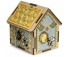 Wonderland Crafts Siuvinėjimo kryželiu rinkinys ant medžio su karoliukais, 6,5×7×5,5 cm