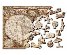 Wooden city Medinė dėlionė „Antikinis pasaulio žemėlapis“ XL, 600 detalių