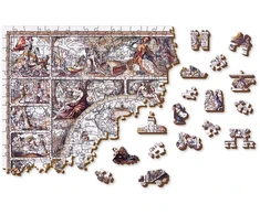 Wooden city Medinė dėlionė „Tyrinėjimų žemėlapis“ 750 detalių, dvipusės figūrėlės 12+
