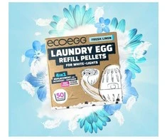 Ecoegg Fresh Linen skalbimo kiaušinio papildymas baltiems ir šviesiems skalbiniams, 50 skalbimų