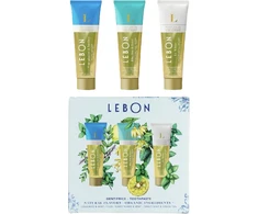 Dantų šepetėlis LEBON Mėlyna Mood dantų pastų rinkinys 3 x 25 ml