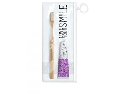 Dantų šepetėlis Ohlalá Paris bambukinis šepetėlis ir Violet &amp; Mint dantų pasta 15 ml