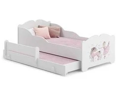 Luco Dvivietė lova Anna su stalčiumi ir čiužiniais 160x80 Balerina ir vienaragis