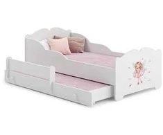 Luco Dvivietė lova Anna su stalčiumi ir čiužiniais 160x80 Mergaitė su sparnais