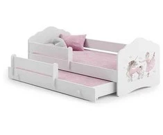 Luco Dvivietė lova Felicija su stalčiumi ir čiužiniais 160x80 Balerina ir vienaragis