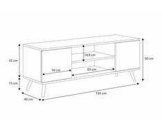 Luco Skandinaviško stiliaus TV staliukas Focus 135cm Baltas/Auksinis ąžuolas