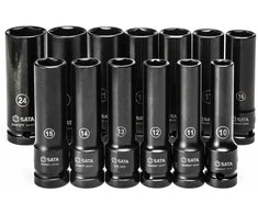 1/2" Prailgintų smūginių galvučių rinkinys (10-24mm)(13vnt) SATA