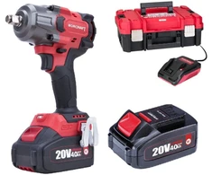 Akumuliatorinis smūginis veržliasukis Worcraft 1/2'' 850Nm (XCUBE dėžė) su 2 akumuliatoriais ir įkrovikliu