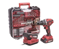 Akumuliatorinis suktuvas-gręžtuvas Worcraft su kalimu 20V LI-ION ir priedais 78 vnt., 2x2.0Ah