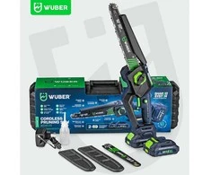 Grandininis pjūklas Akumuliatorinis grandininis mini pjūklas Wuber W04535, 20V su dviem akumuliatoriais ir įkrovikliu