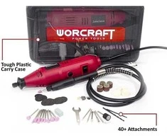 Šlifuoklis lanksčiu velenu Worcraft su priedais (40vnt) 135W