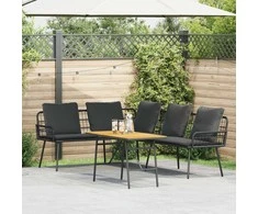 Lauko baldų komplektas Sodo Sofų Rinkinys 2 pcs Juoda poliratanas