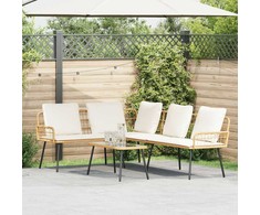 Lauko baldų komplektas Sodo Sofų Rinkinys su pagalve 2 pcs Natūrali poliratanas