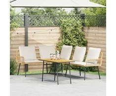Lauko baldų komplektas Sodo Sofų Rinkinys 2 pcs Smėlio poliratanas