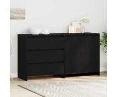 Kabalas su stalčių 2 pcs Juoda 70 x 41 x 75 cm Apdirbta mediena