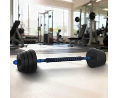 2-in-1 hantelių ir štangos rinkinys 30 kg Juoda ir mėlyna