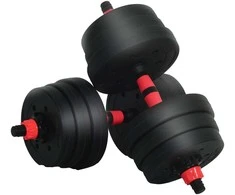 2-in-1 hantelių rinkinys 30kg Juoda ir raudona