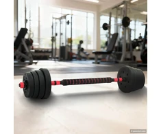 2-in-1 hantelių ir štangos rinkinys 30 kg Juoda ir raudona