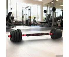 2-in-1 hantelių ir štangos rinkinys 30 kg Juoda ir raudona