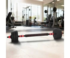 2-in-1 hantelių ir štangos rinkinys 20 kg Juoda ir raudona