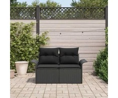 Sodo sofa su pagalve Juoda 141 x 62 x 69cm poliratanas