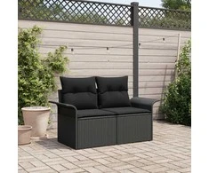 Sodo sofa su pagalve Juoda 141 x 62 x 69cm poliratanas