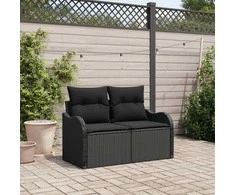 Sodo sofa su pagalve Juoda 121 x 62 x 69cm poliratanas