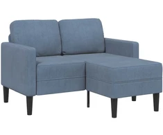 2-vietė sofa su gultu L formos mėlyna 125 cm patalynė