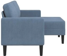 2-vietė sofa su gultu L formos mėlyna 125 cm patalynė